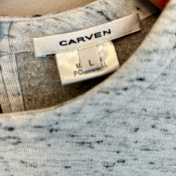 Carven Long Sleeve Sweatshirt Dress Ruffle Hem Gray Back Zip Womens Size Large - Picture 8 of 15